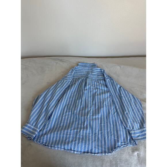 Old Navy Women's Blue Striped Oversized Button Up Long Sleeve Size Large - Picture 2 of 5